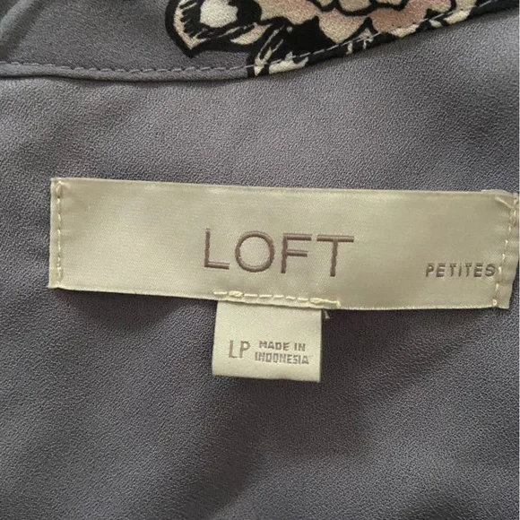 LOFT Floral Ruffle Sleeve Mini Dress - Gray and Pink - Picture 5 of 6